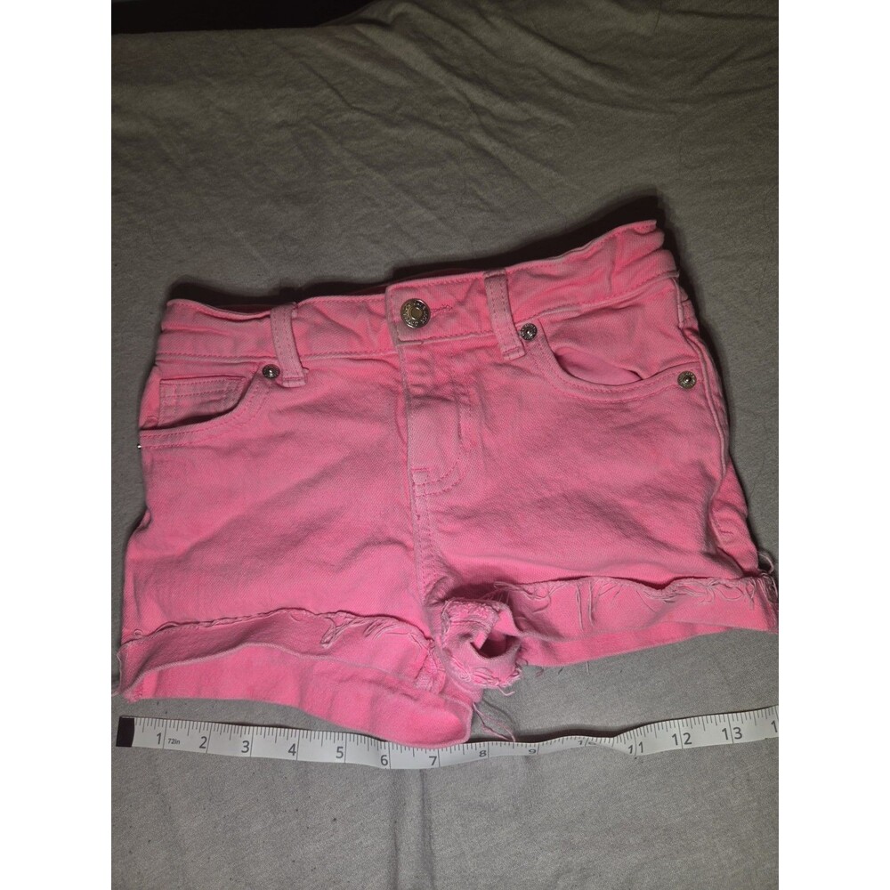Cat & Jack Girls Denim Shorts Size 8 Medium Hot Pink Distressed Adjustable Waist